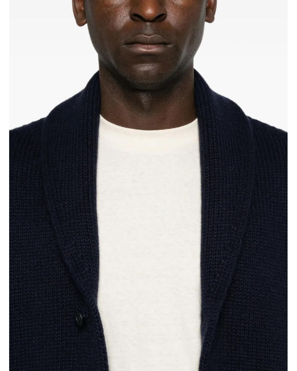 The Row White Shawl-Collar Waffle-Knit T-Shirt for men