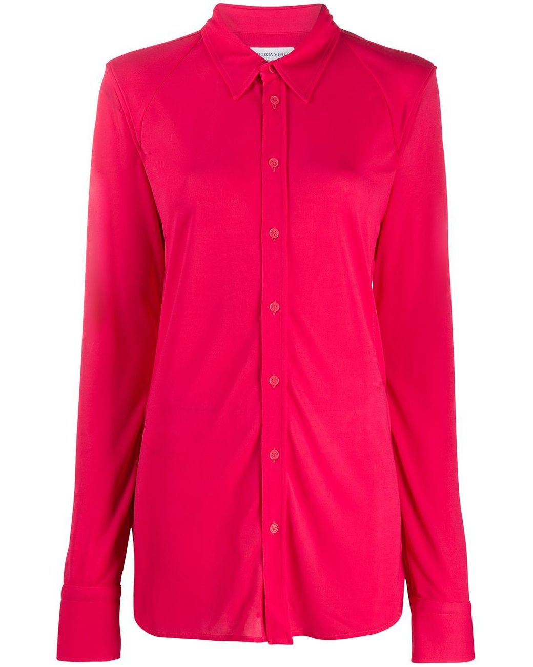 sheer red button up shirt