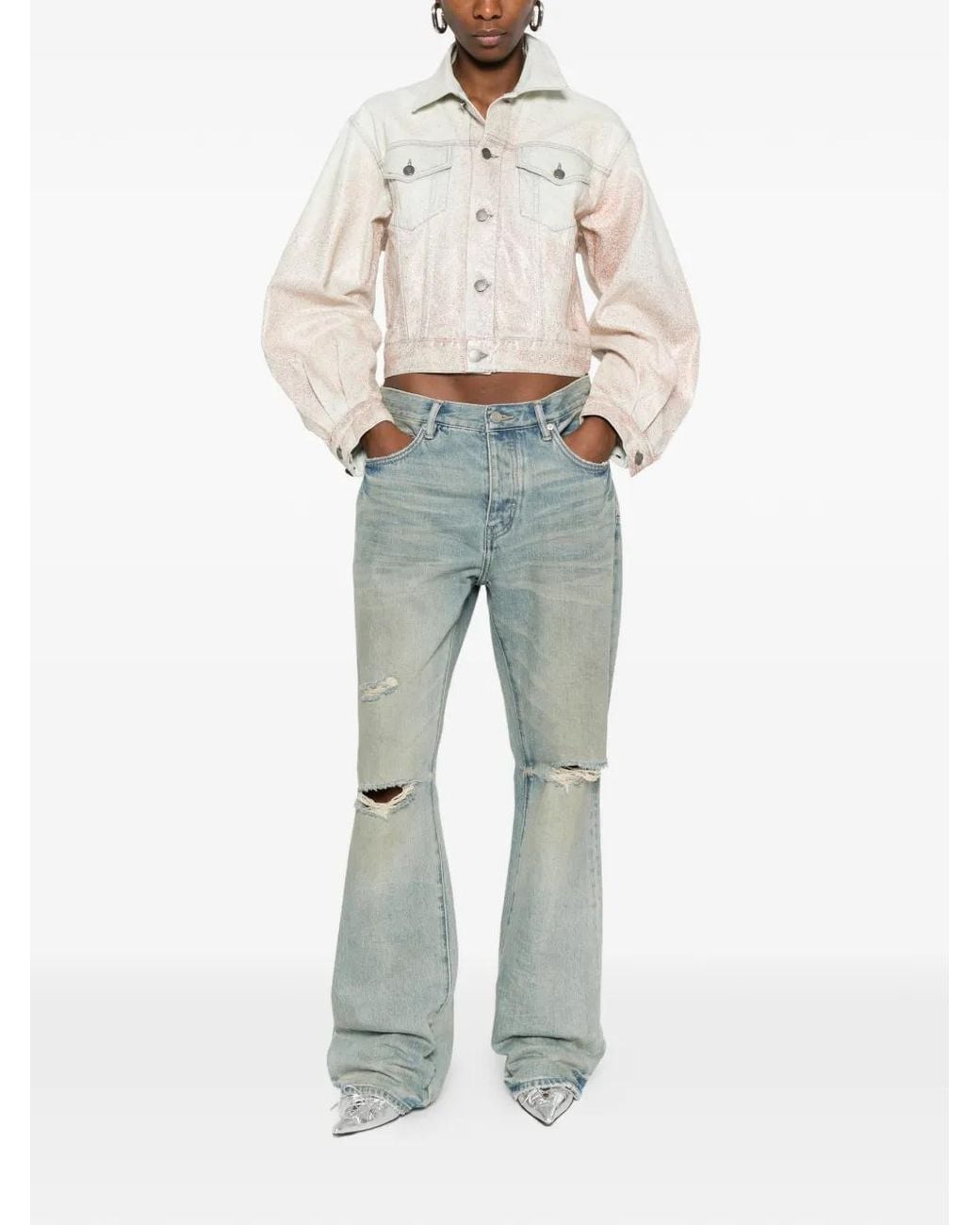 Haikure White Pocket Buttoned Jacket