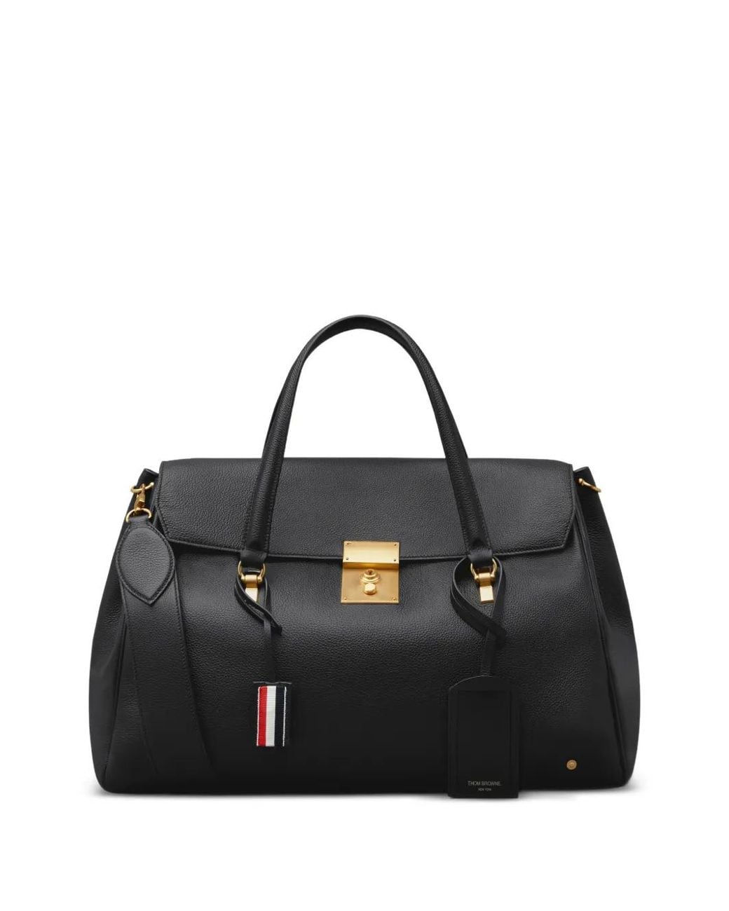 Thom Browne Black Bolton Pebble-Grain Weekender Bag for men
