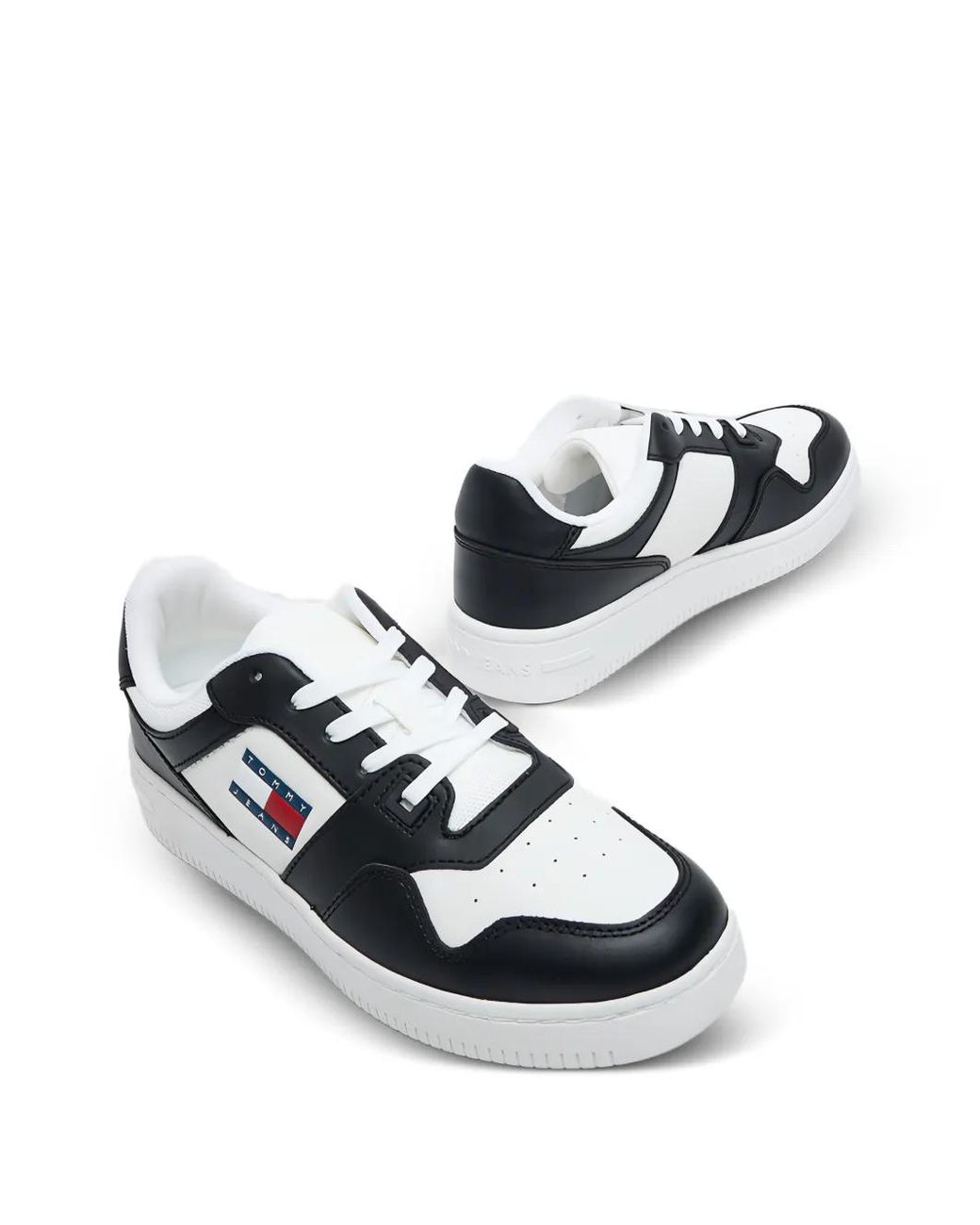 Tommy Hilfiger White Two-Tone Logo-Patch Sneakers
