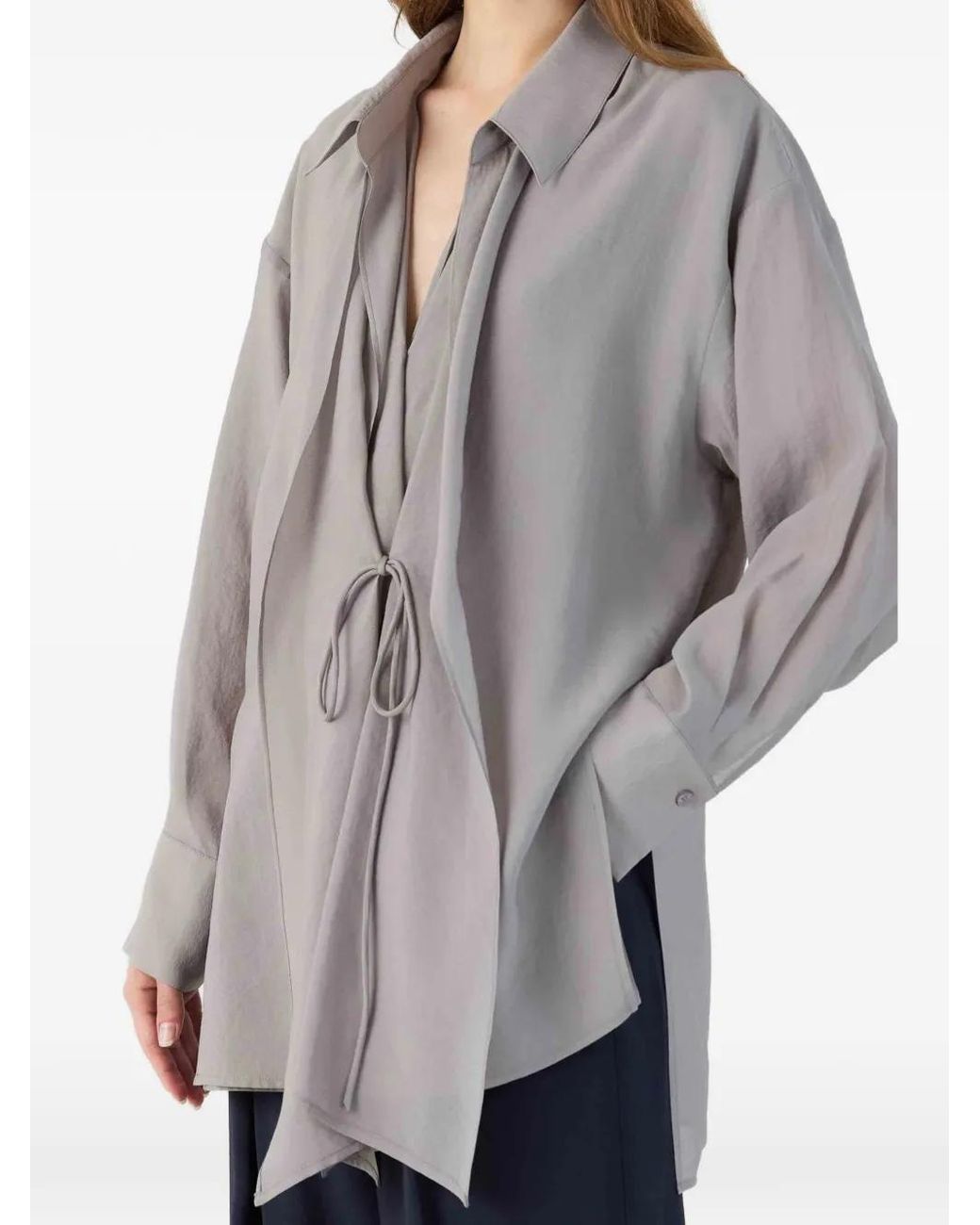 ELEH Gray Tie-Fastening Shirt