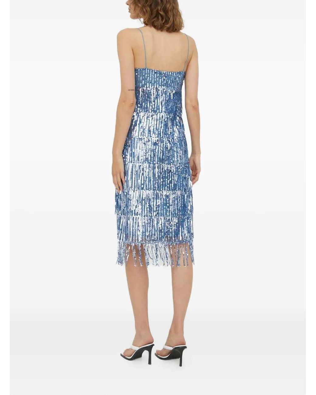 Samsøe & Samsøe Blue Sequin Fringed Mini Dress