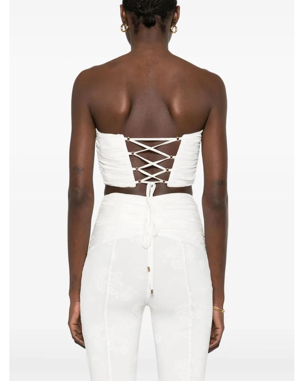 Nissa White Floral-Appliqué Top