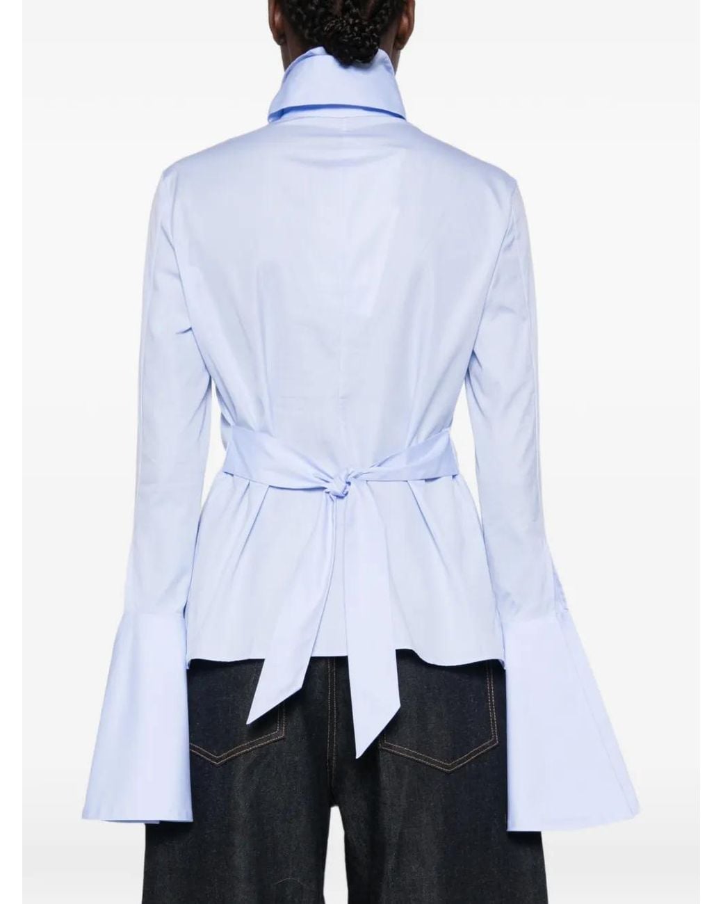 A.W.A.K.E. MODE Blue High-Collar Shirt