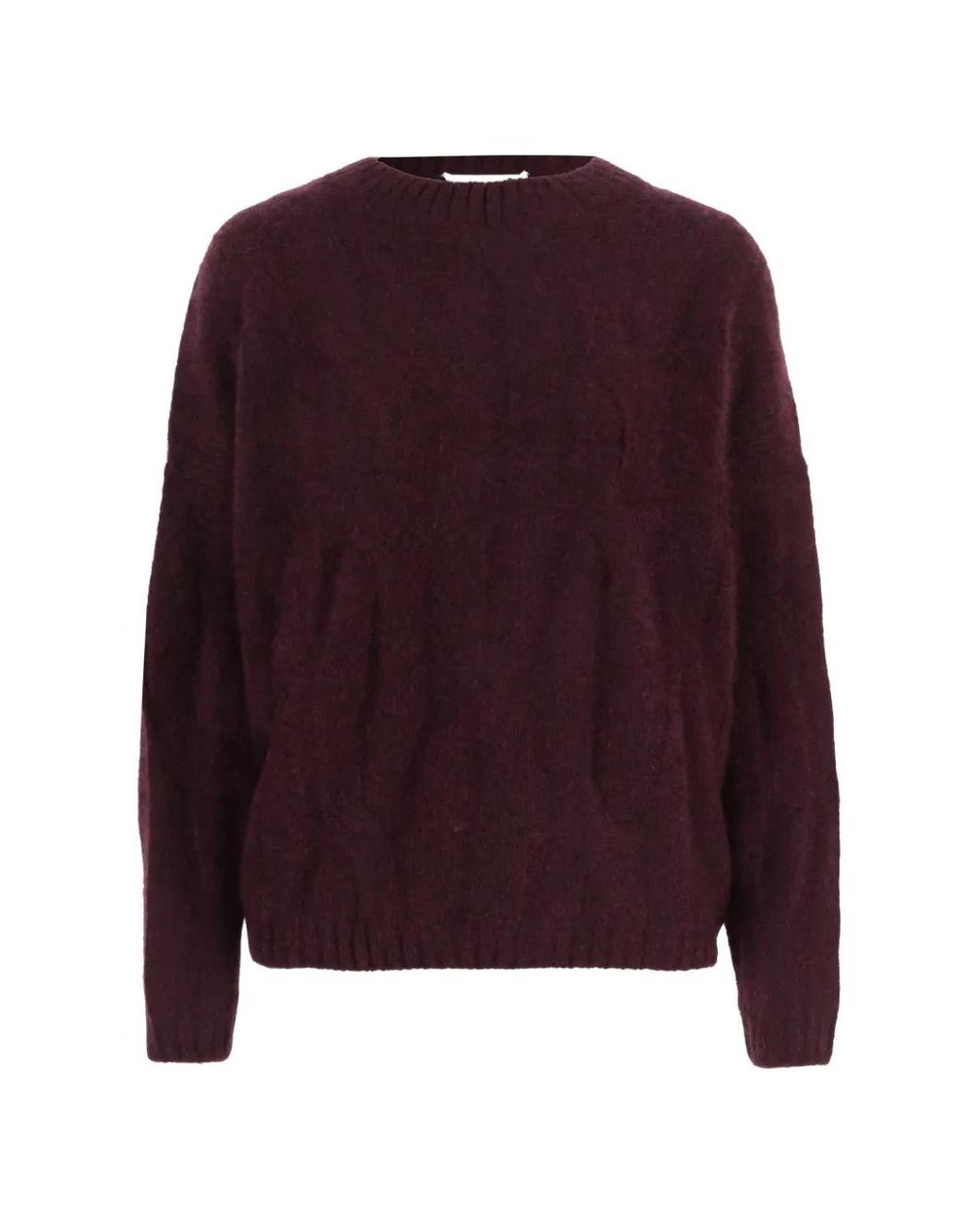 Allude Purple Cable-Knit Crew-Neck Sweater