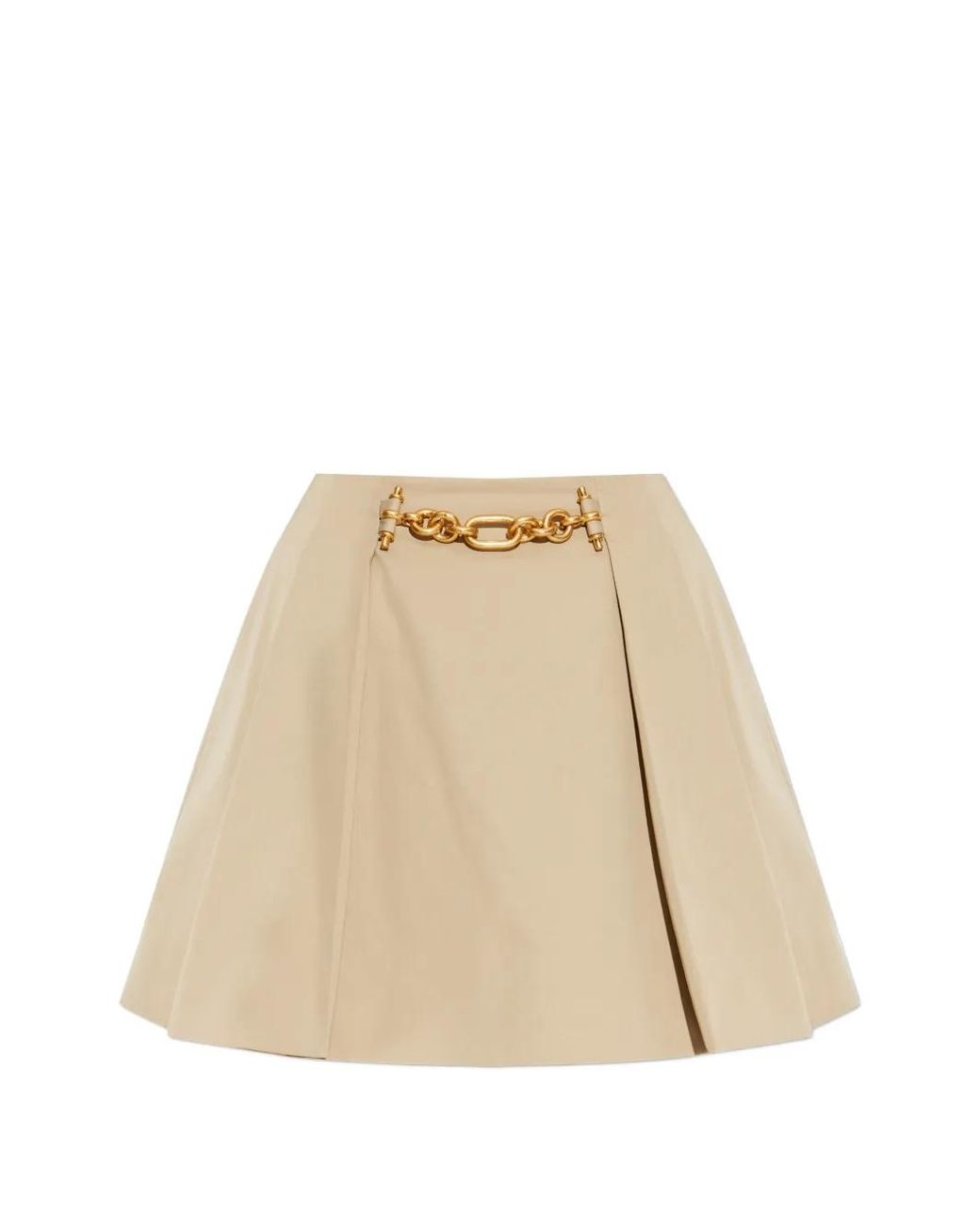 Balmain Natural Chain-Embellished A-Line Skirt
