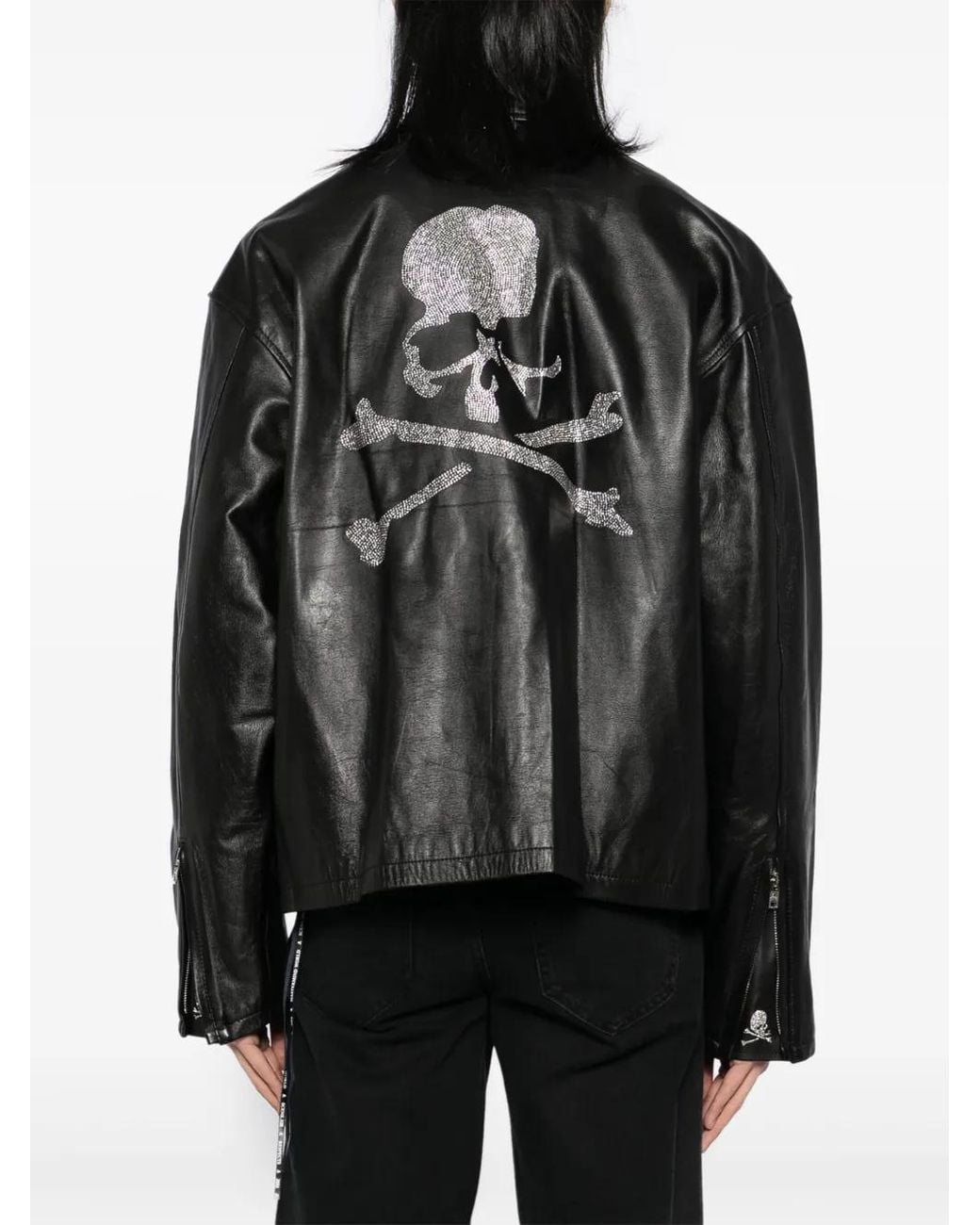 MASTERMIND WORLD Black Full-Zip Leather Jacket for men