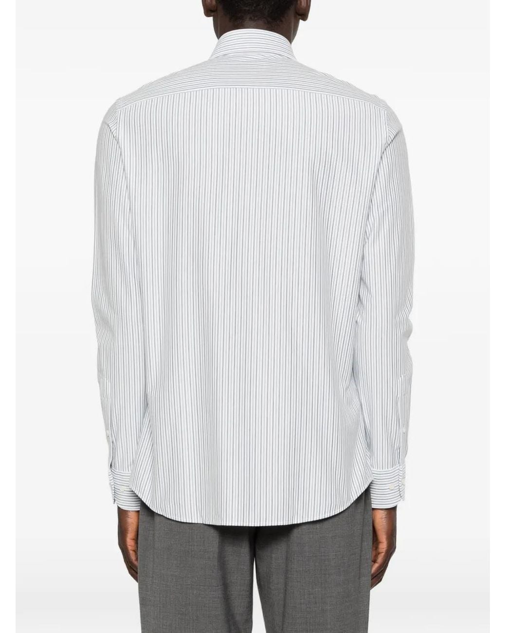 Profuomo White Striped Long-Sleeve Shirt for men