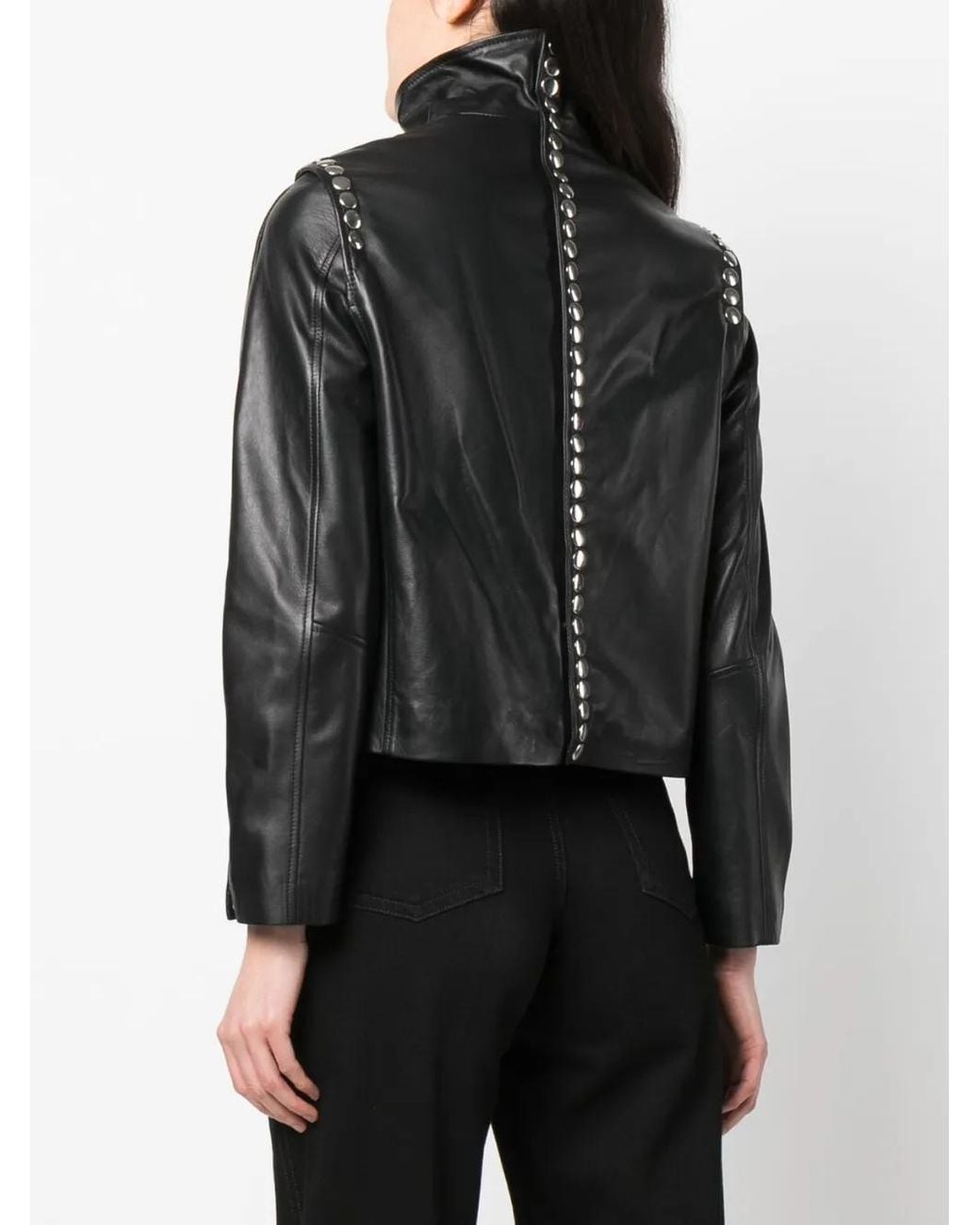 Dan Cassab Black Elvis Stud-Detailing Leather Jacket