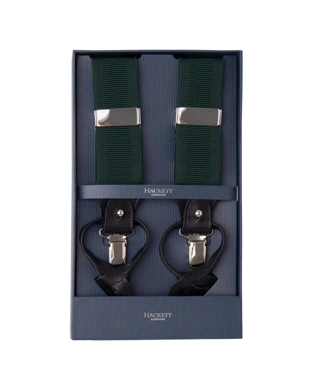 Hackett White Leather-Trim Ribbed Braces for men