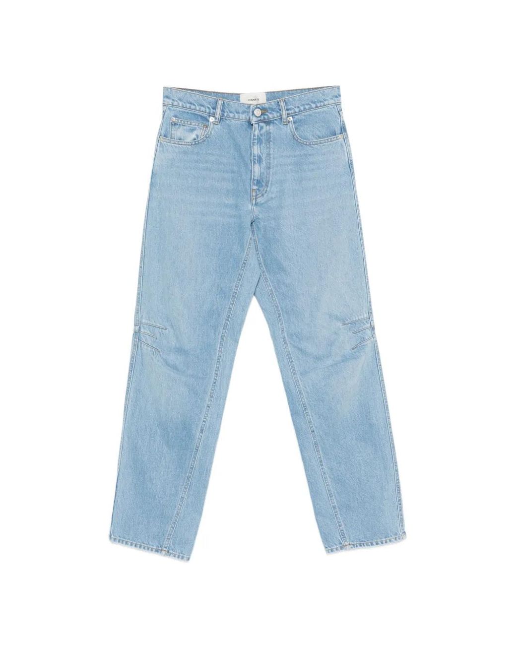 Coperni Blue Straight-Leg Light Cotton Denim Jeans With Leather Strap With Metal C Logo