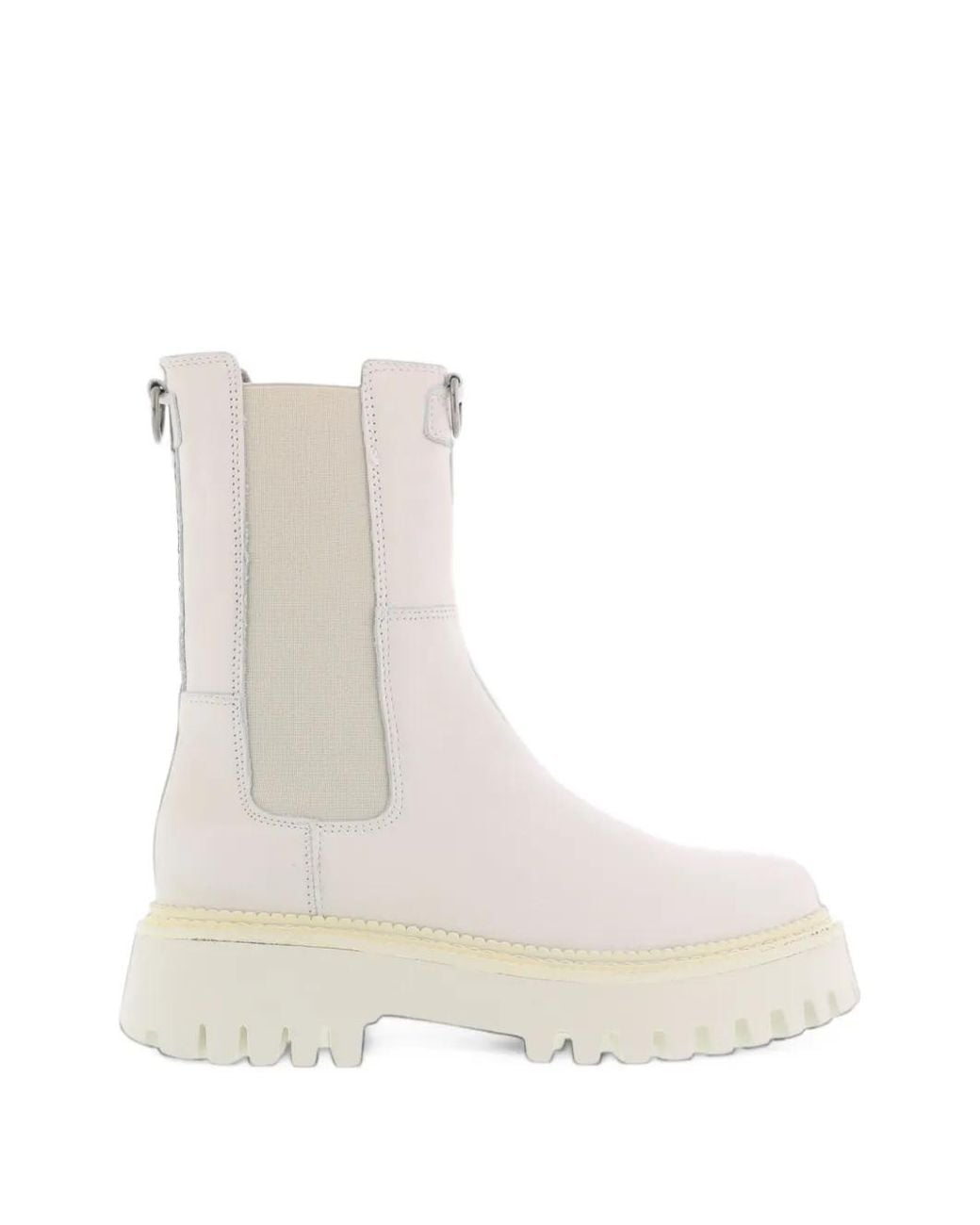 Bronx White Chunky-Sole Elasticated-Panel Chelsea Boots