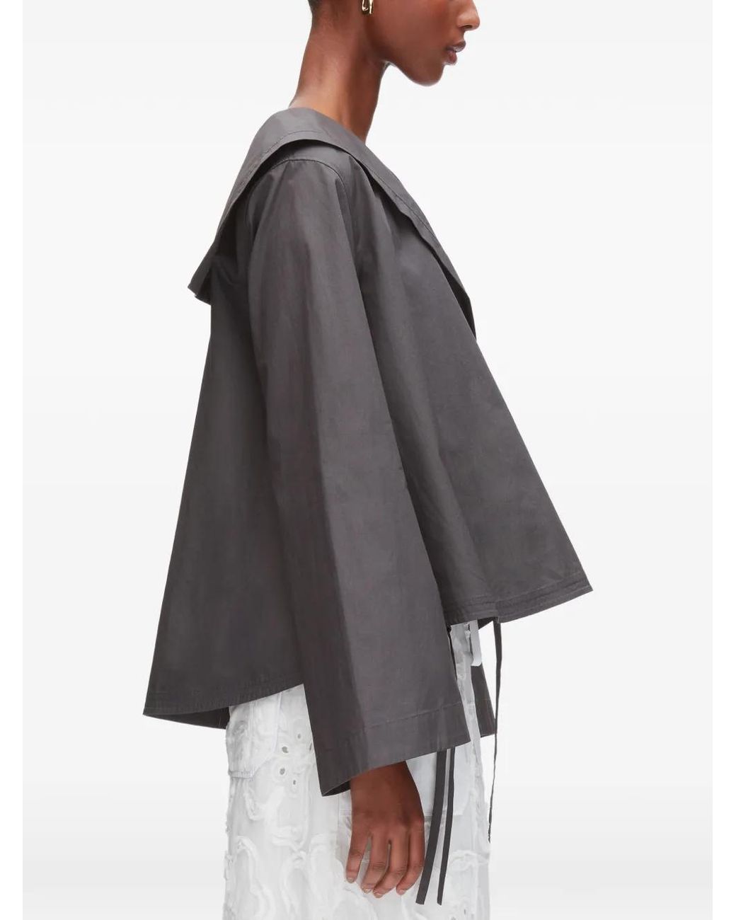 3.1 Phillip Lim Gray Wide Collar Tie Blouse