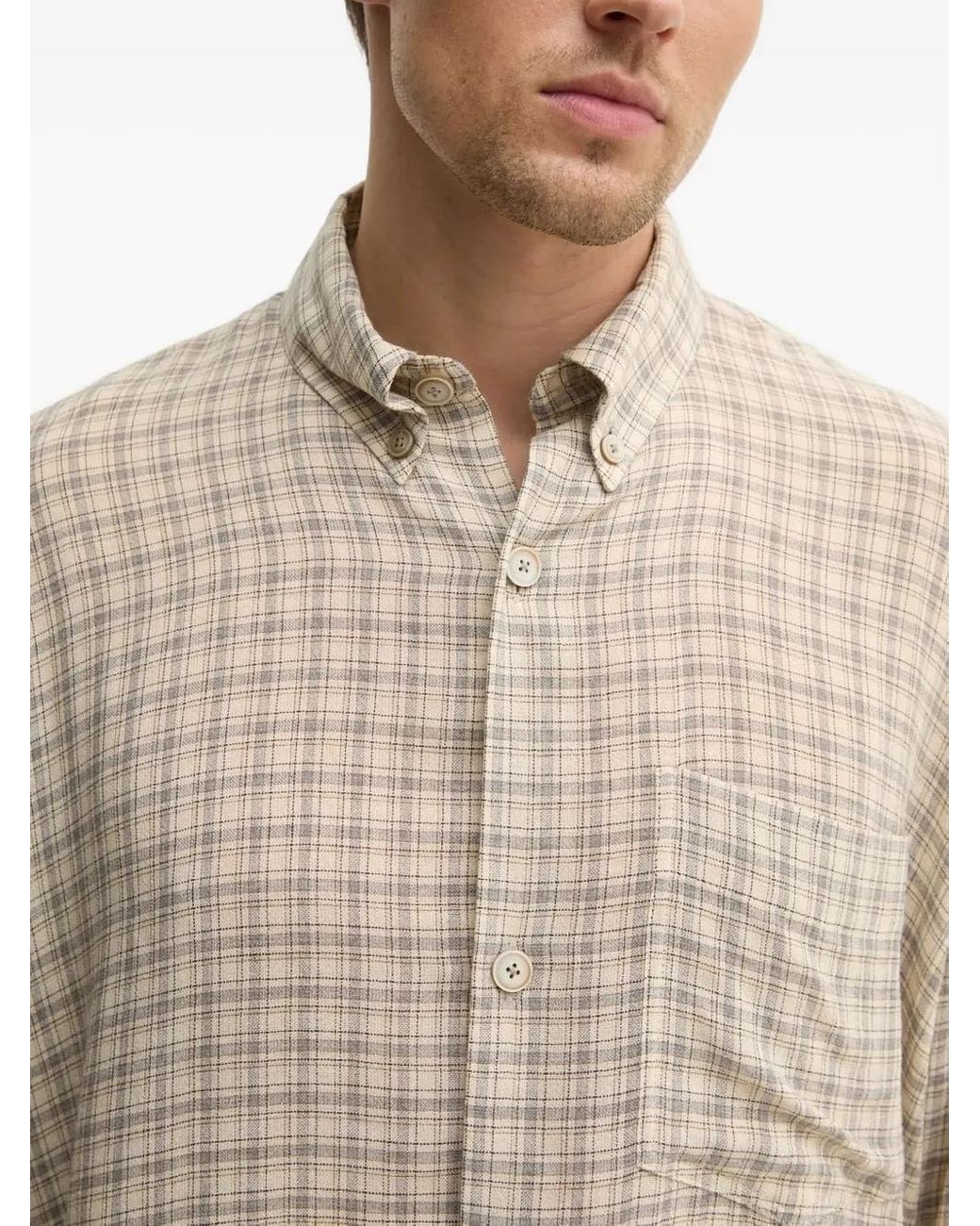 Won Hundred Natural Checked Shirt for men