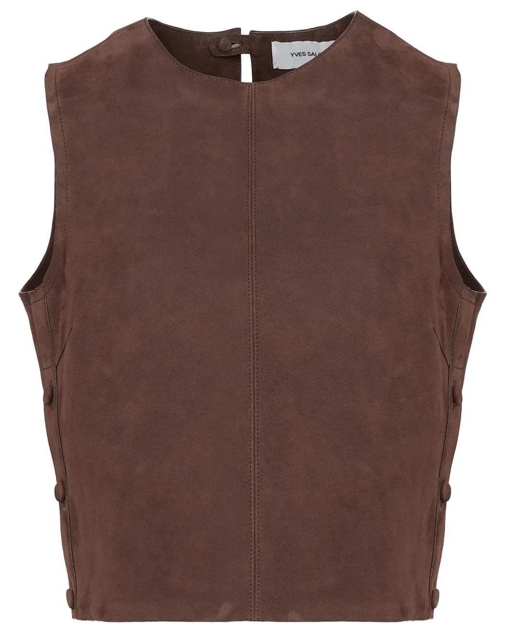 Yves Salomon Brown Sleeveless Suede Top