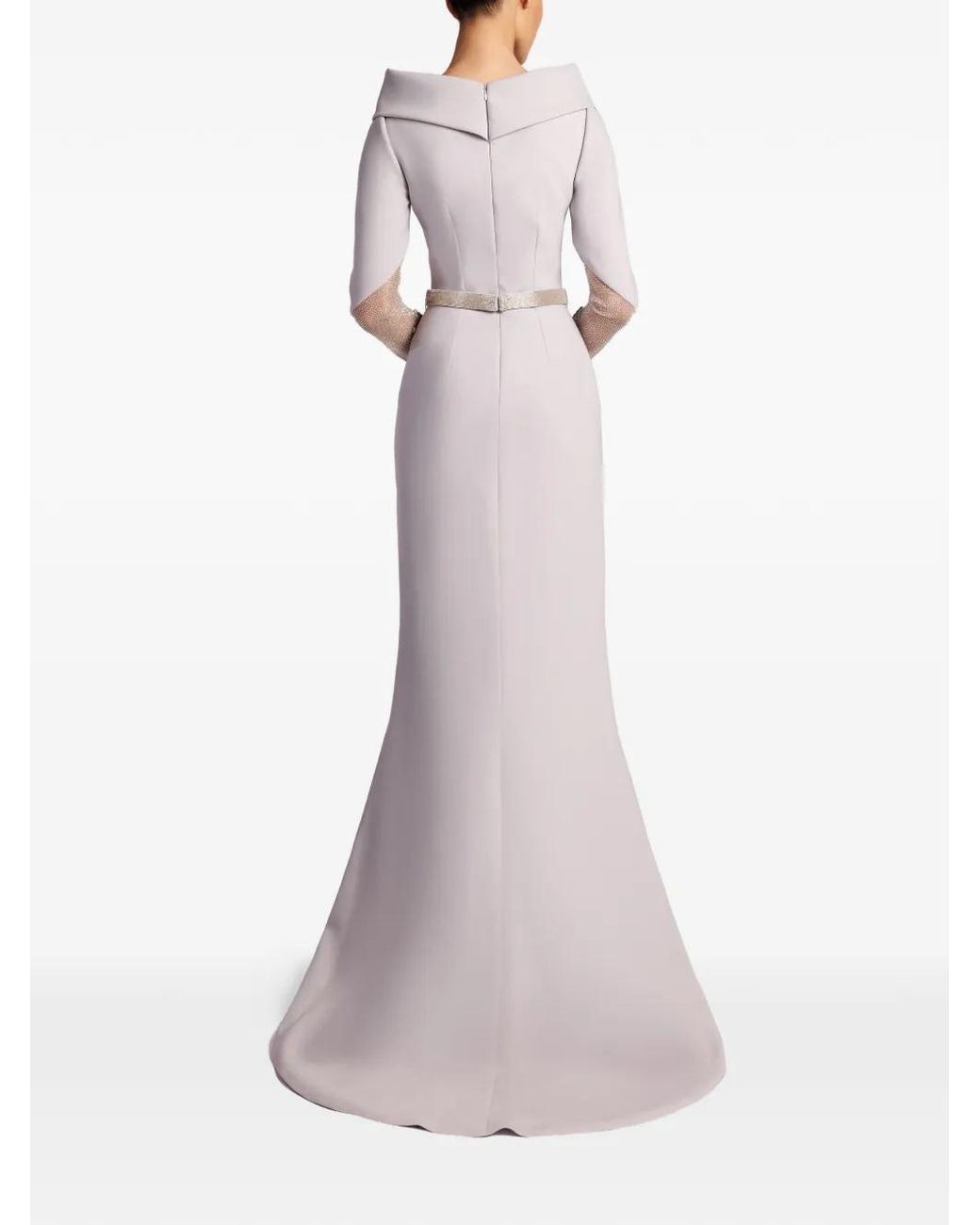 Gatti Nolli by Marwan White Off-The-Shoulder Mermaid Side-Slit Gown