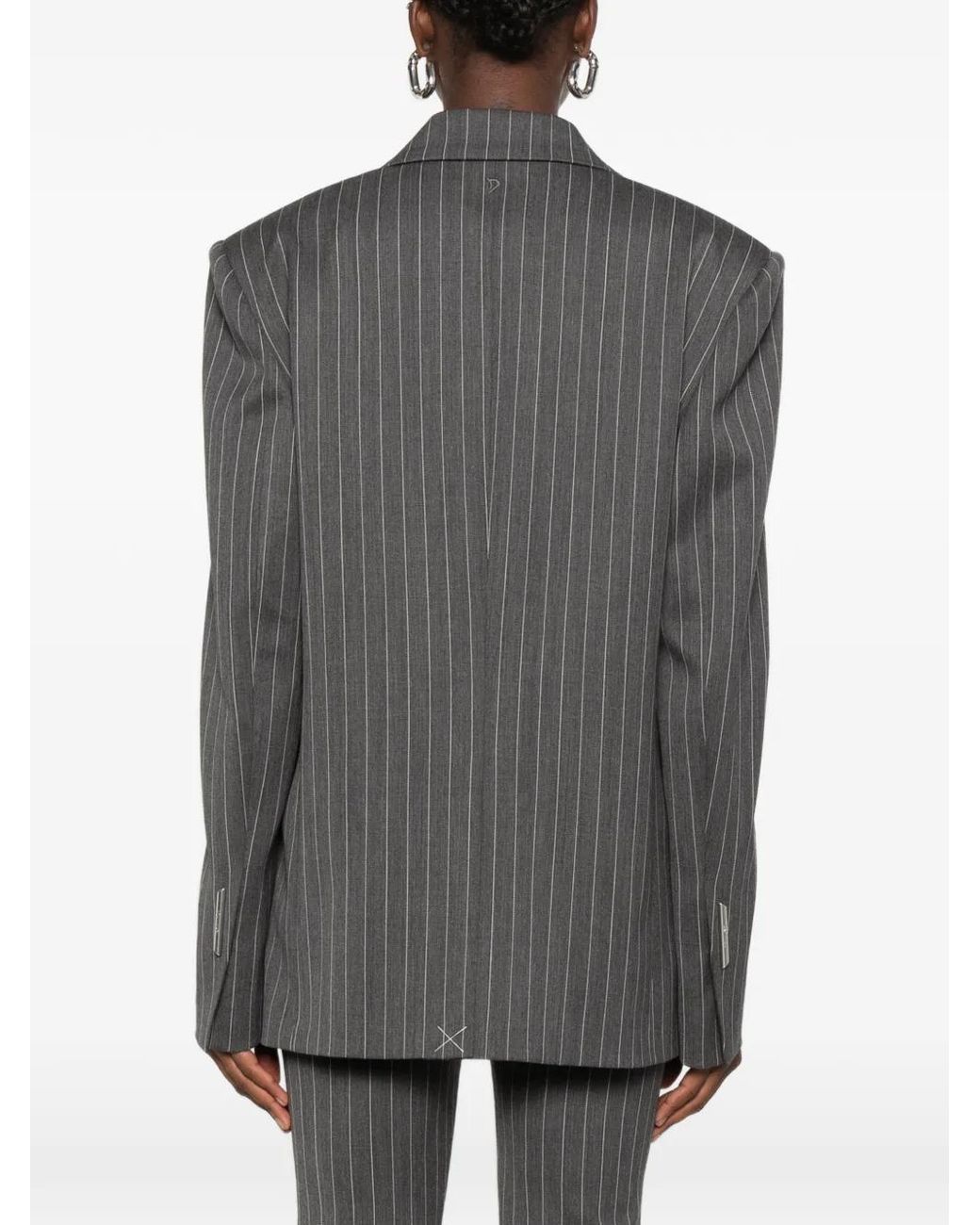 Dondup Gray Pinstripe-Pattern Peaked-Lapel Blazer