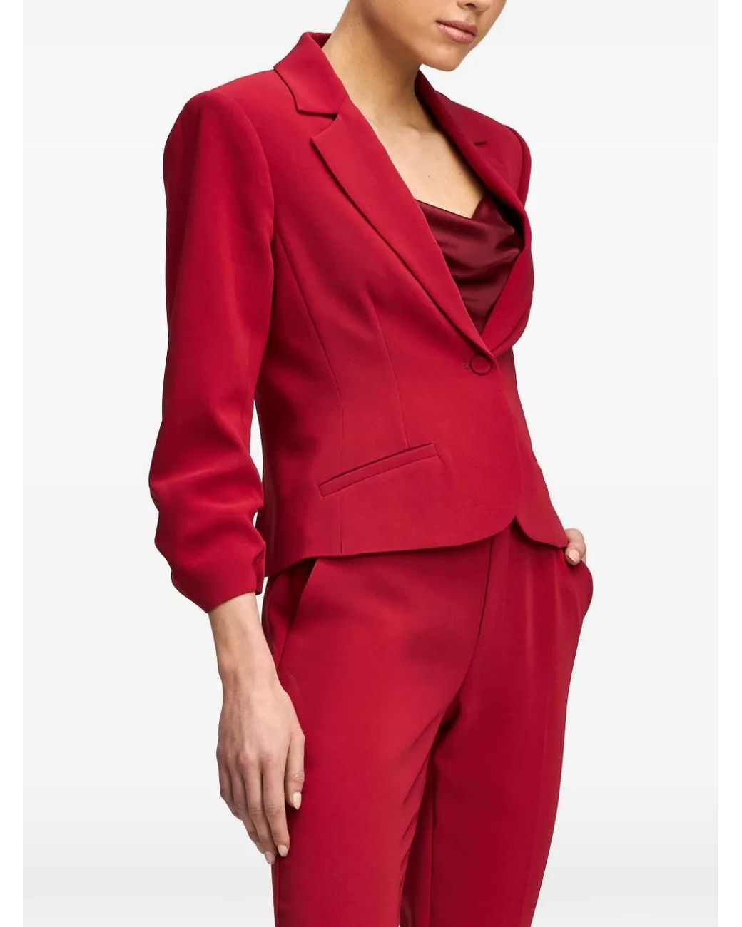 Cinq À Sept Red Blazer Khloe À Manches Froncées