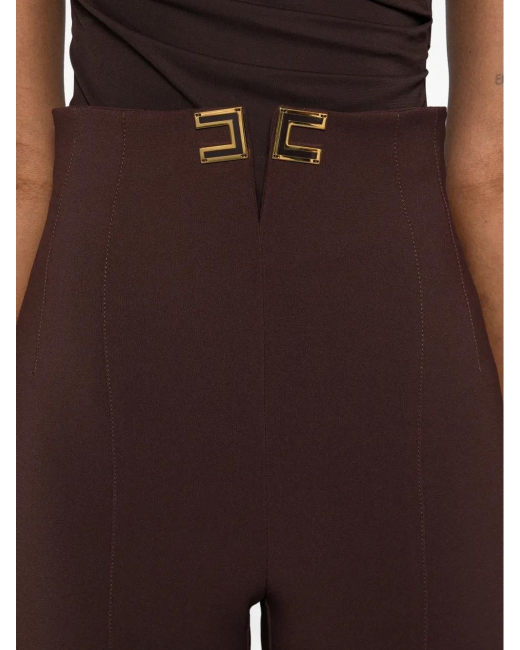 Elisabetta Franchi Purple Pantalon À Taille Haute