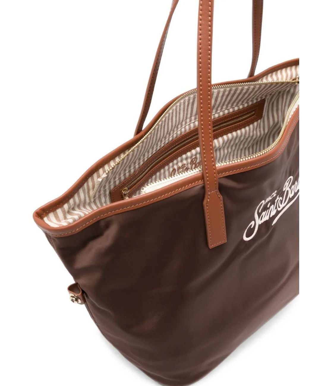 Mc2 Saint Barth Brown Logo-Embroidered Tote Bag