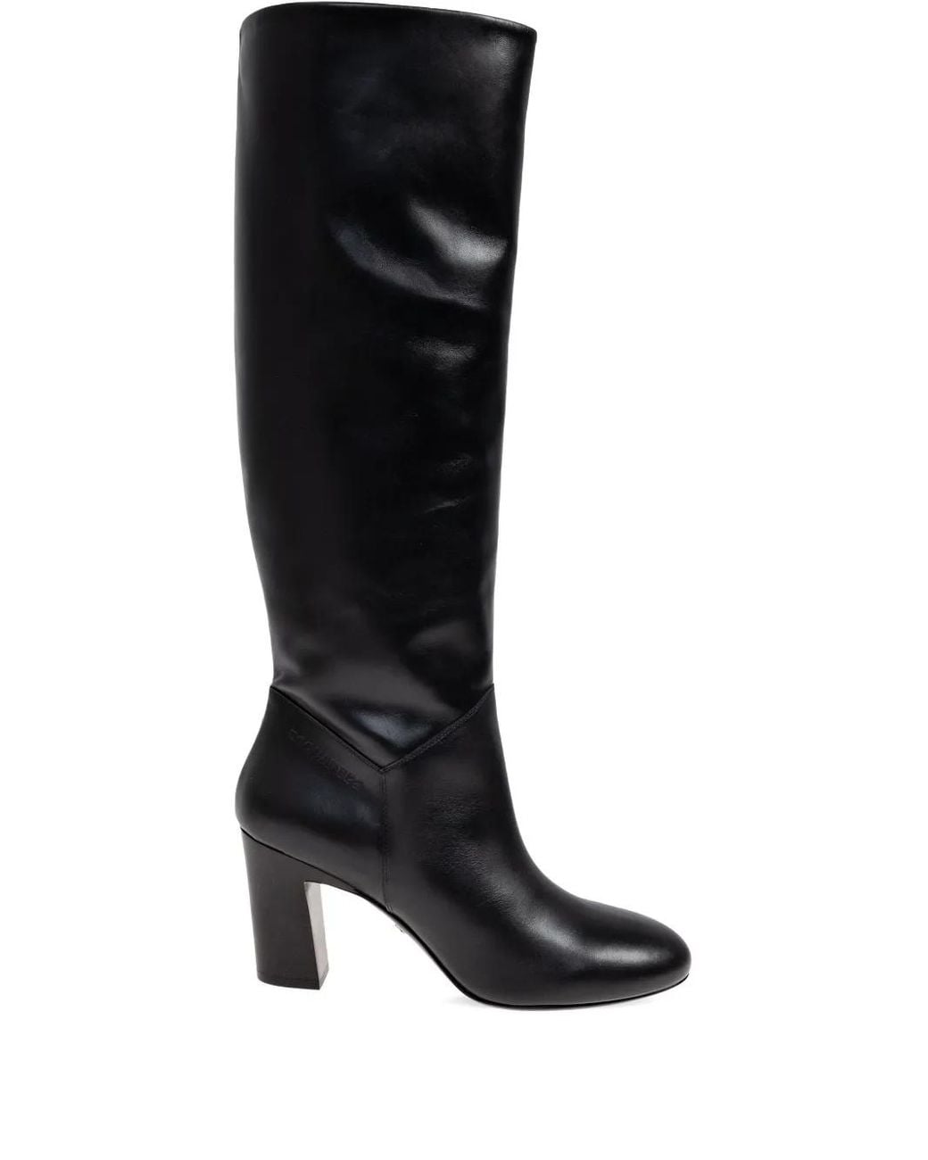 DSquared² Black 85Mm Twin Leather Block-Heel Knee-High Boots