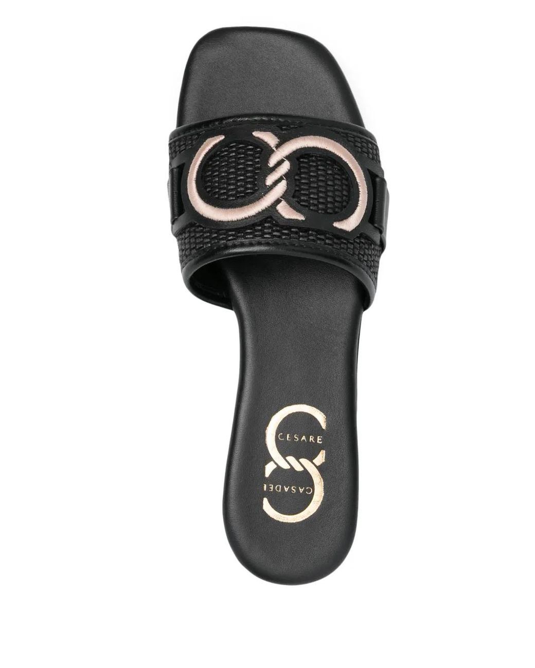 Casadei Black Logo-Patch Round-Toe Sandals