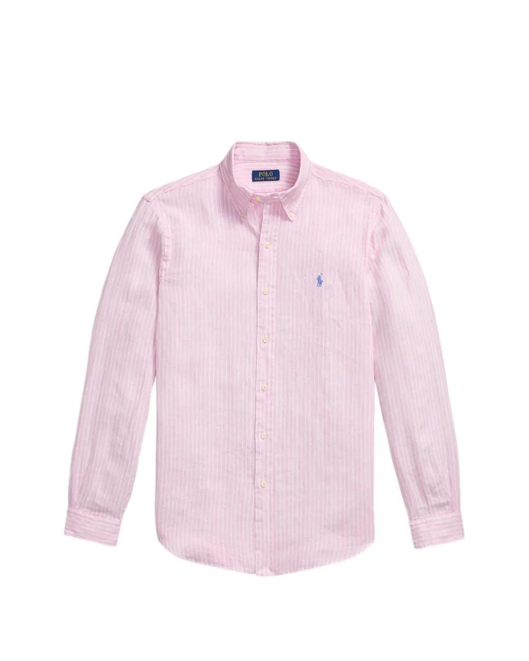 Polo Ralph Lauren Pink Striped Long-Sleeve Shirt for men