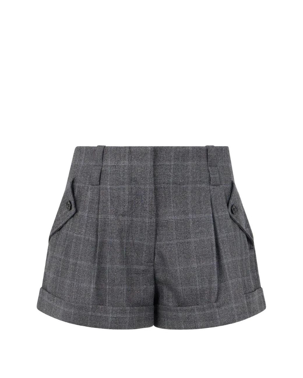 John Richmond Gray Check-Print Pleated Shorts