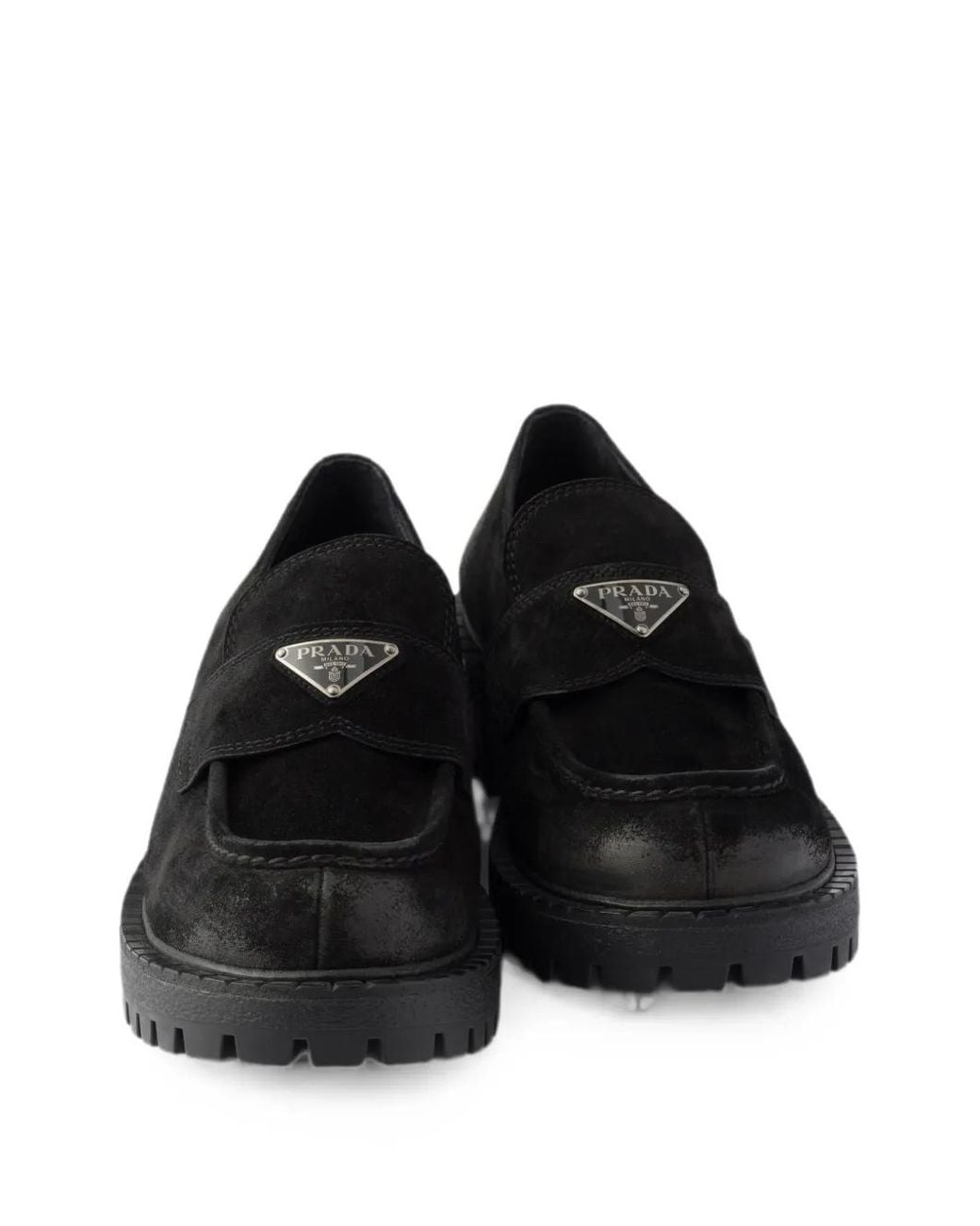 Prada Black Mocassins En Daim Vieilli for men