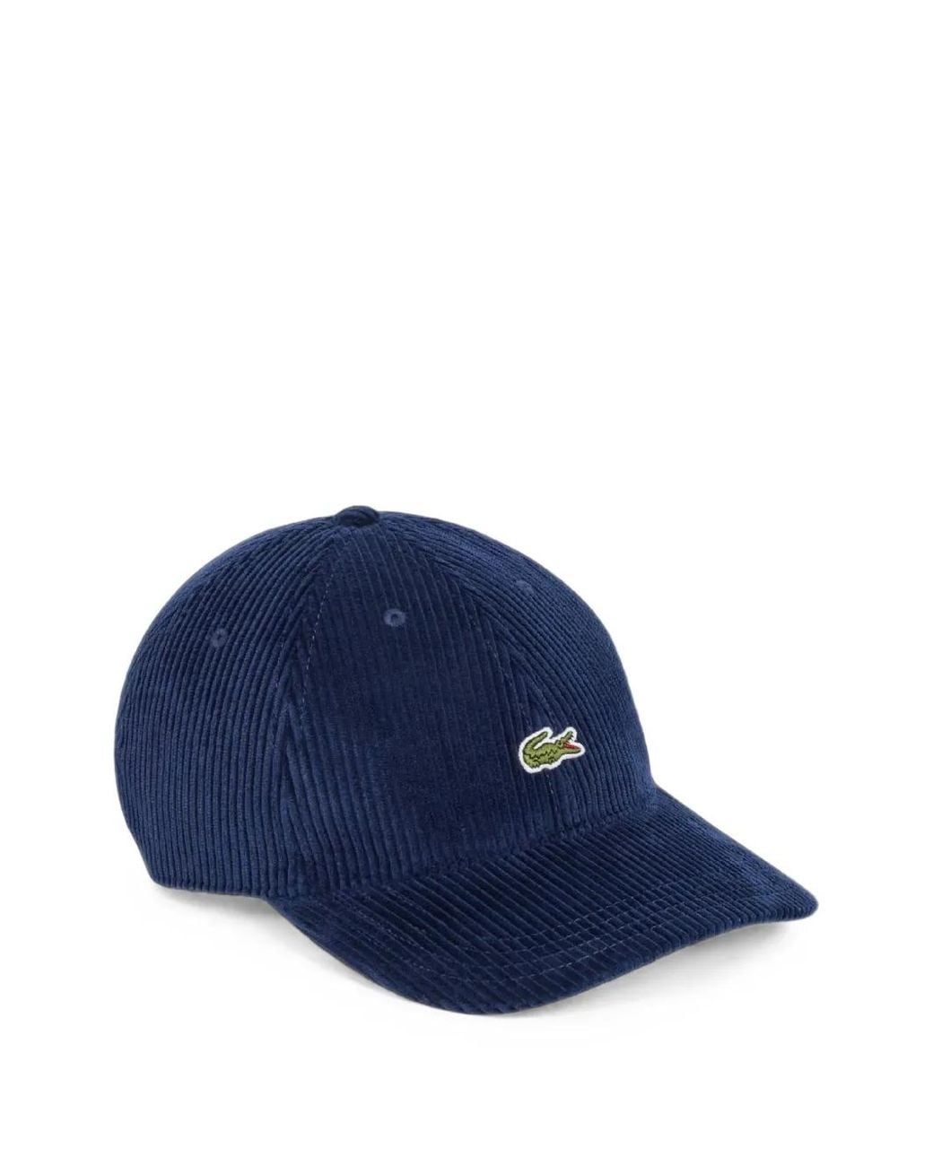 Lacoste Blue Logo-Patch Corduroy Baseball Cap for men