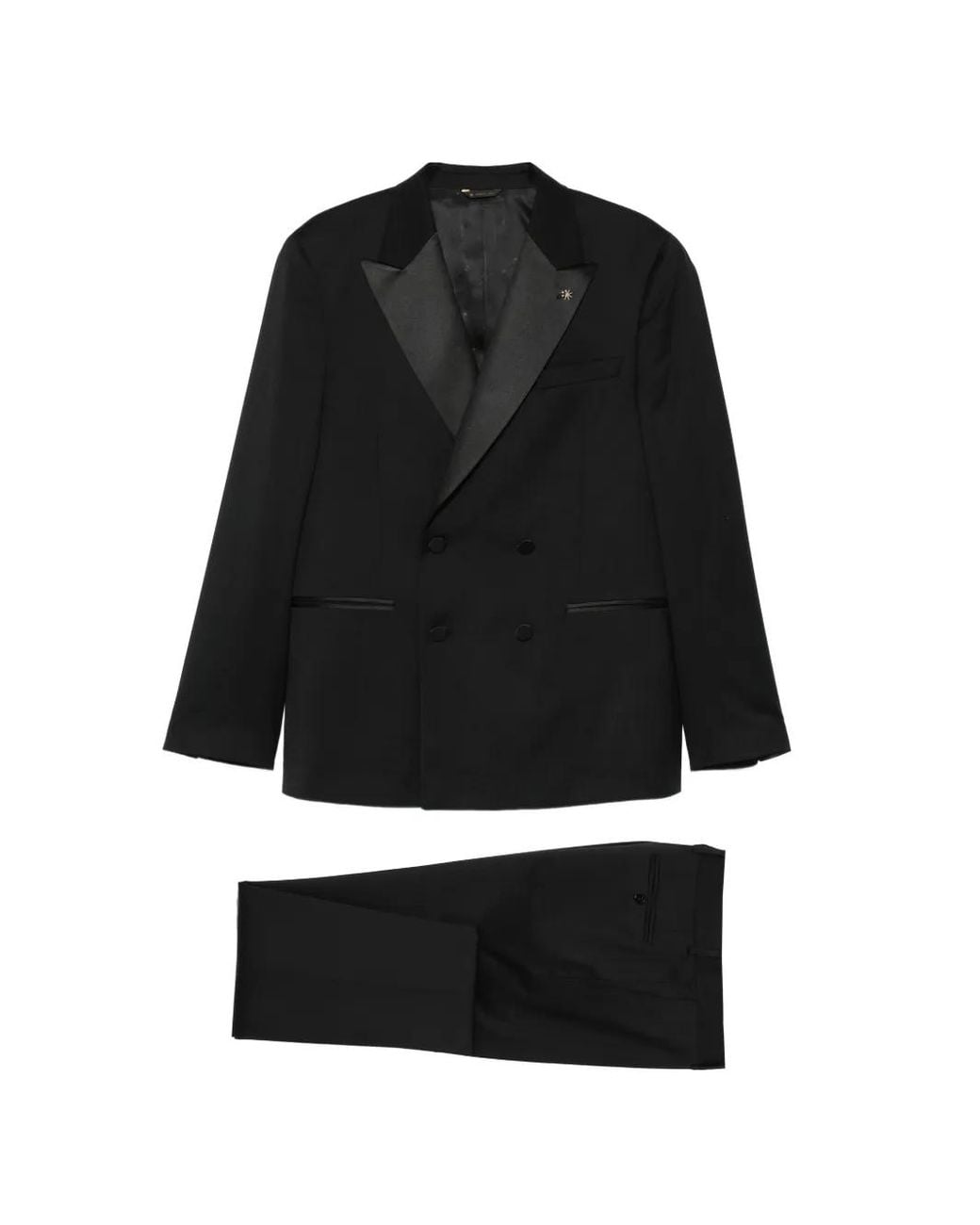 Manuel Ritz Black Double-Breasted Suit for men