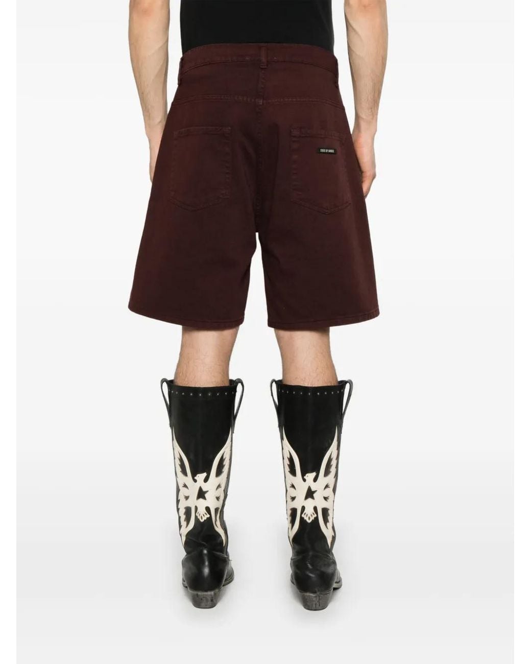 State of Order Red Denim Shorts for men