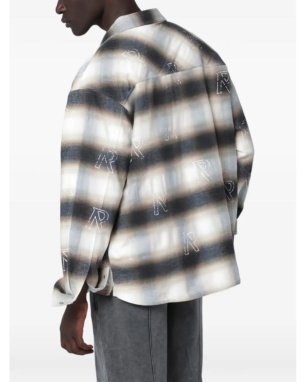Represent White Milkcolored Flannel Checked Shirt for men