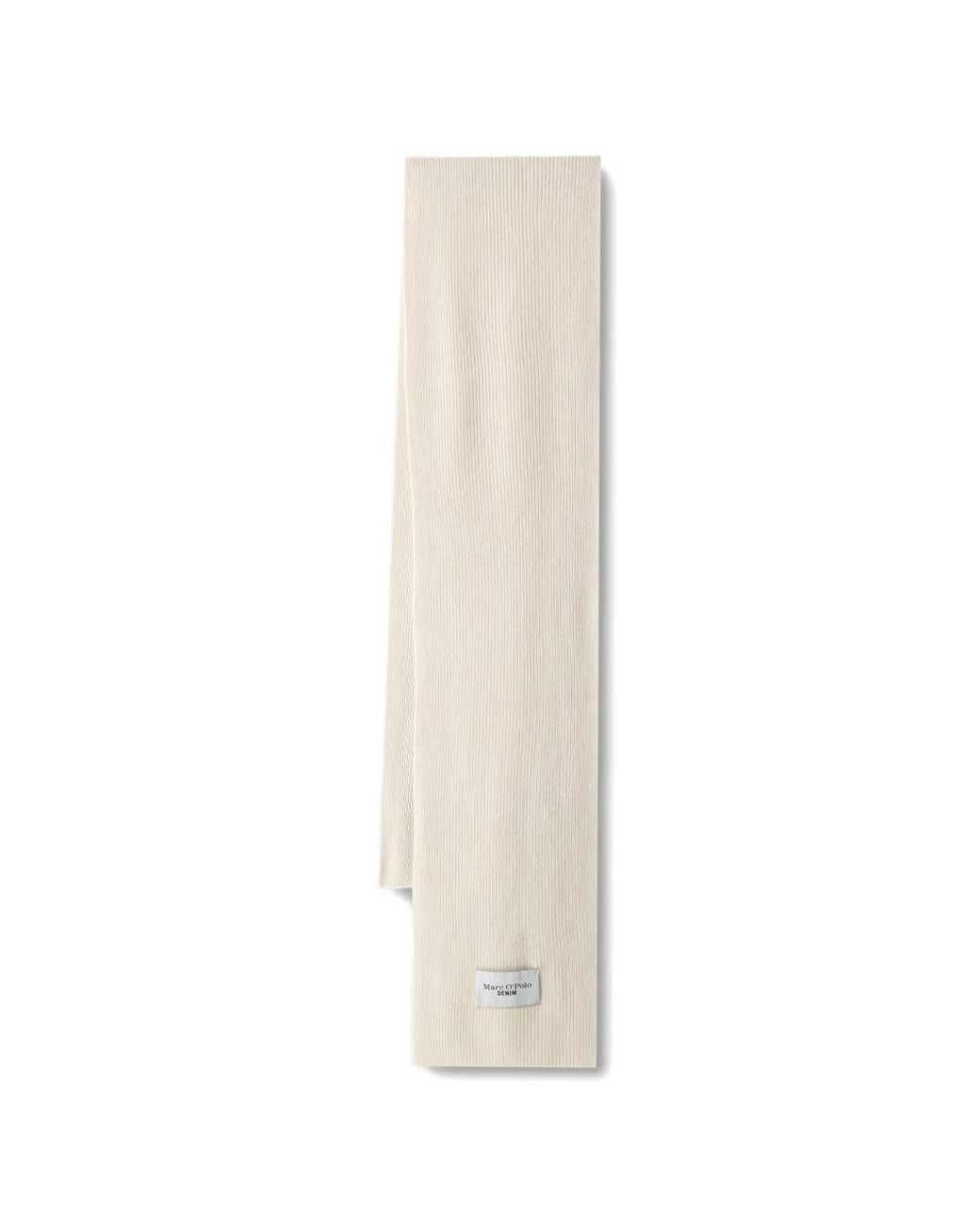Marc O' Polo White Ribbed-Knit Scarf
