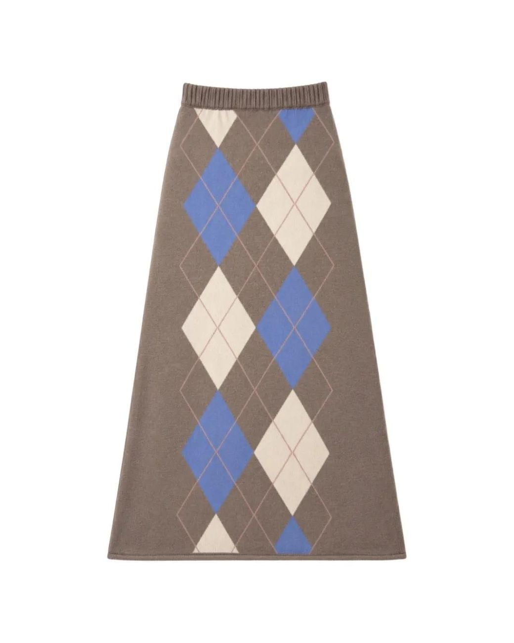 Chinti & Parker White Argyle-Knit Midi Skirt