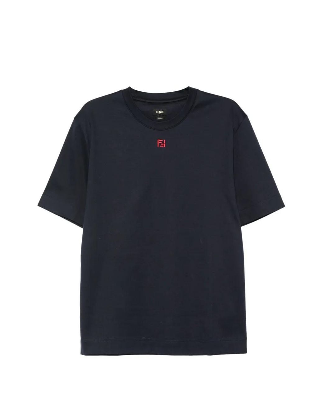 Fendi Blue Logo-Embroidered T-Shirt for men