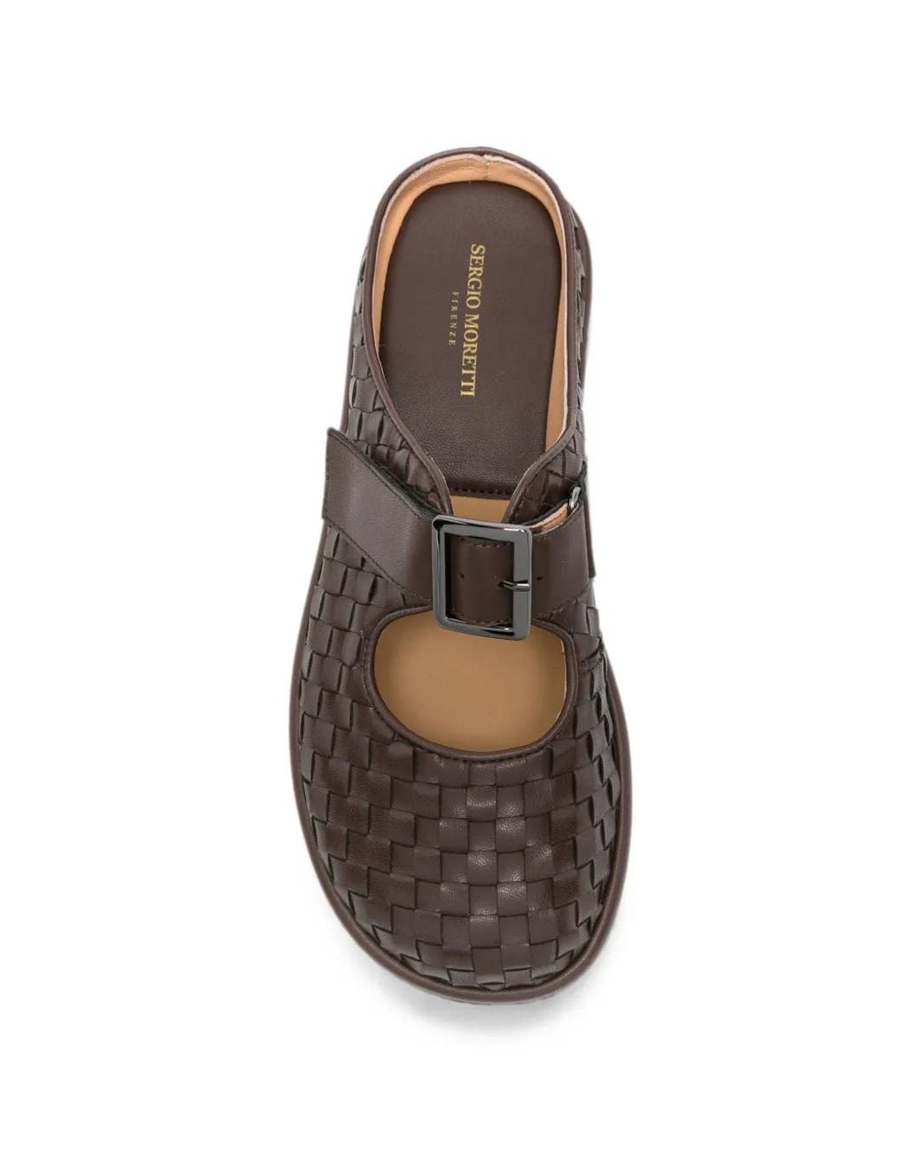 SERGIO MORETTI FIRENZE Brown Woven Buckle-Fastening Slippers