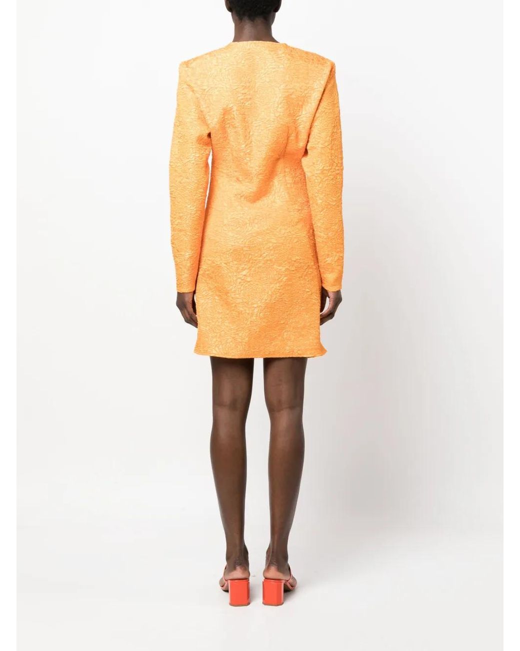 Gestuz Orange Robe En Jacquard À Col V