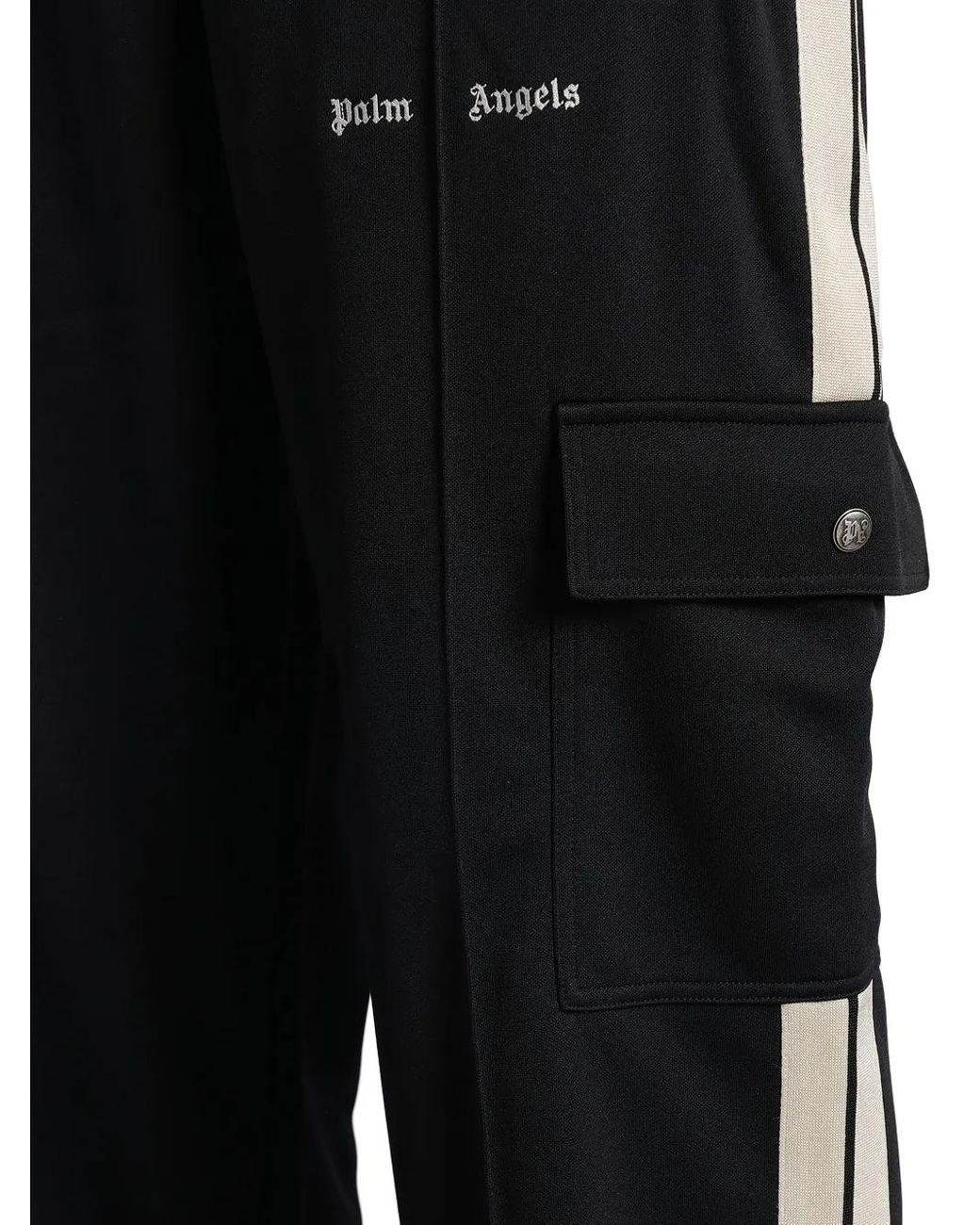 Palm Angels Black Stripe-Detailing Cargo Trousers for men