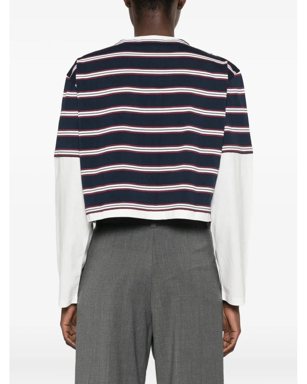 Maje Blue Striped Cropped T-Shirt
