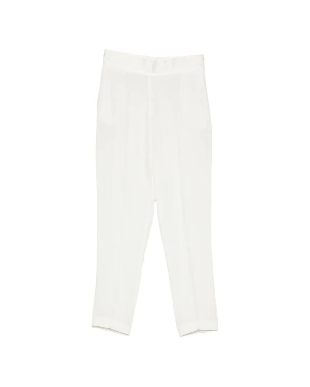 SIMONA CORSELLINI White Pressed-Crease Cropped Trousers