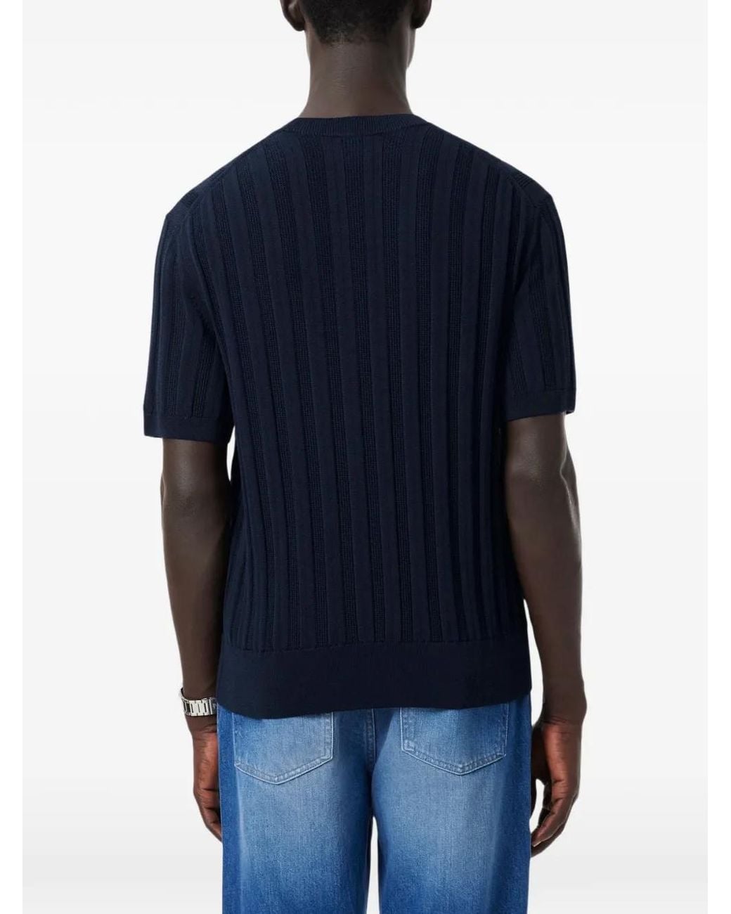 Lacoste Blue Ribbed-Knit Top for men