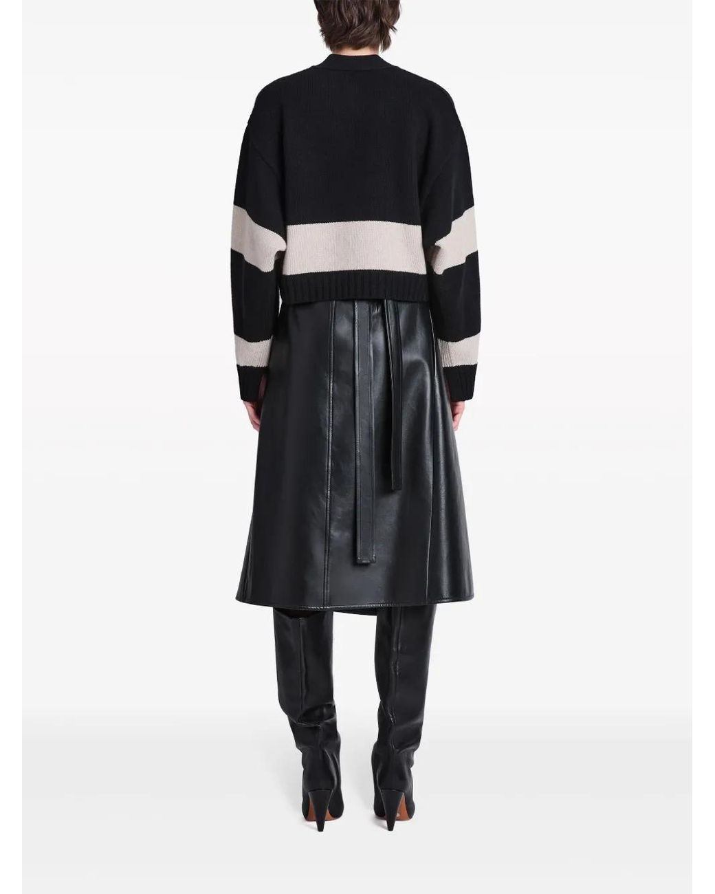 Proenza Schouler Black Sofia Striped Wool-Blend Cardigan