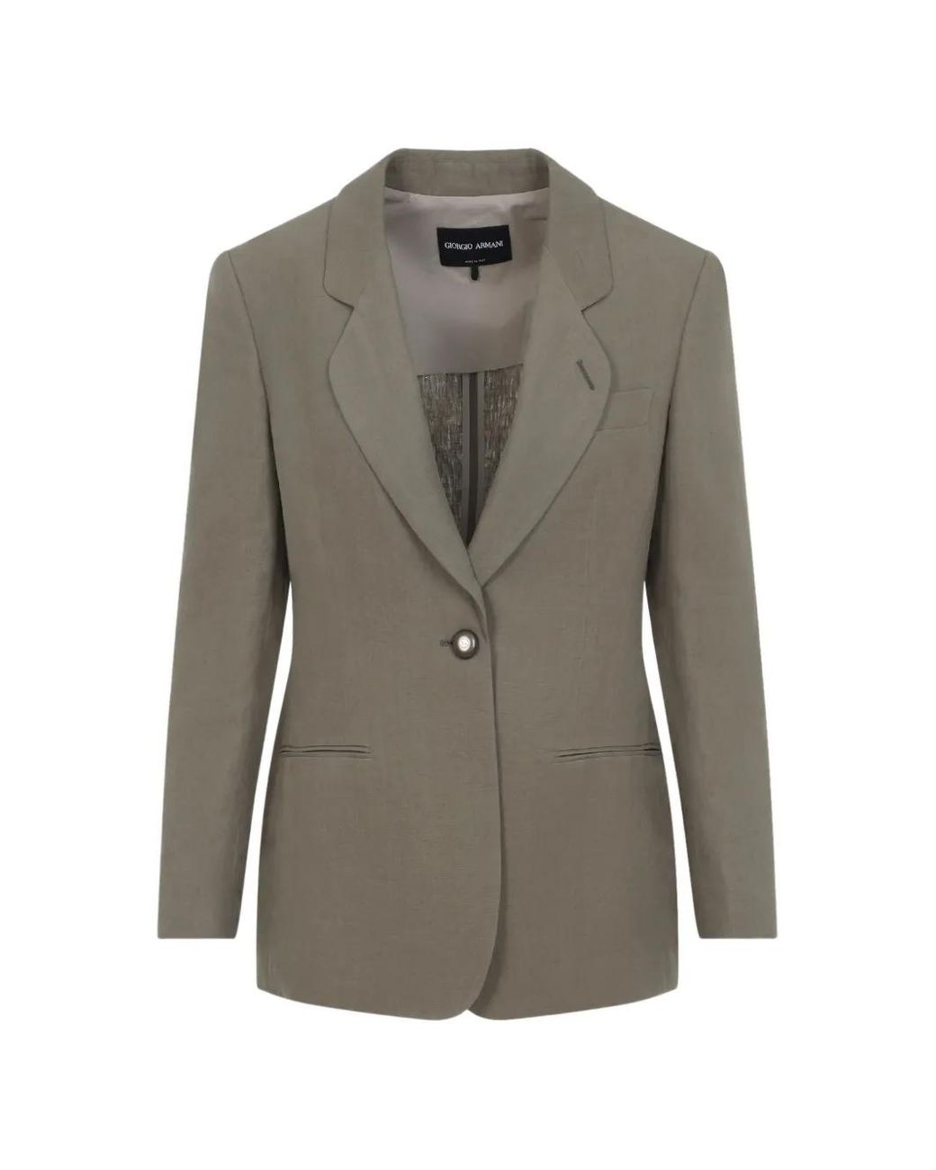Giorgio Armani Gray Single-Button Linen Jacket