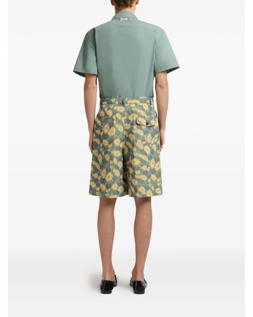 Marni Green Floral Pleated Shorts for men