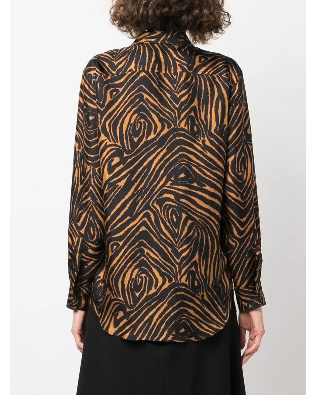 Alberto Biani Black Zebra-Print Silk Shirt