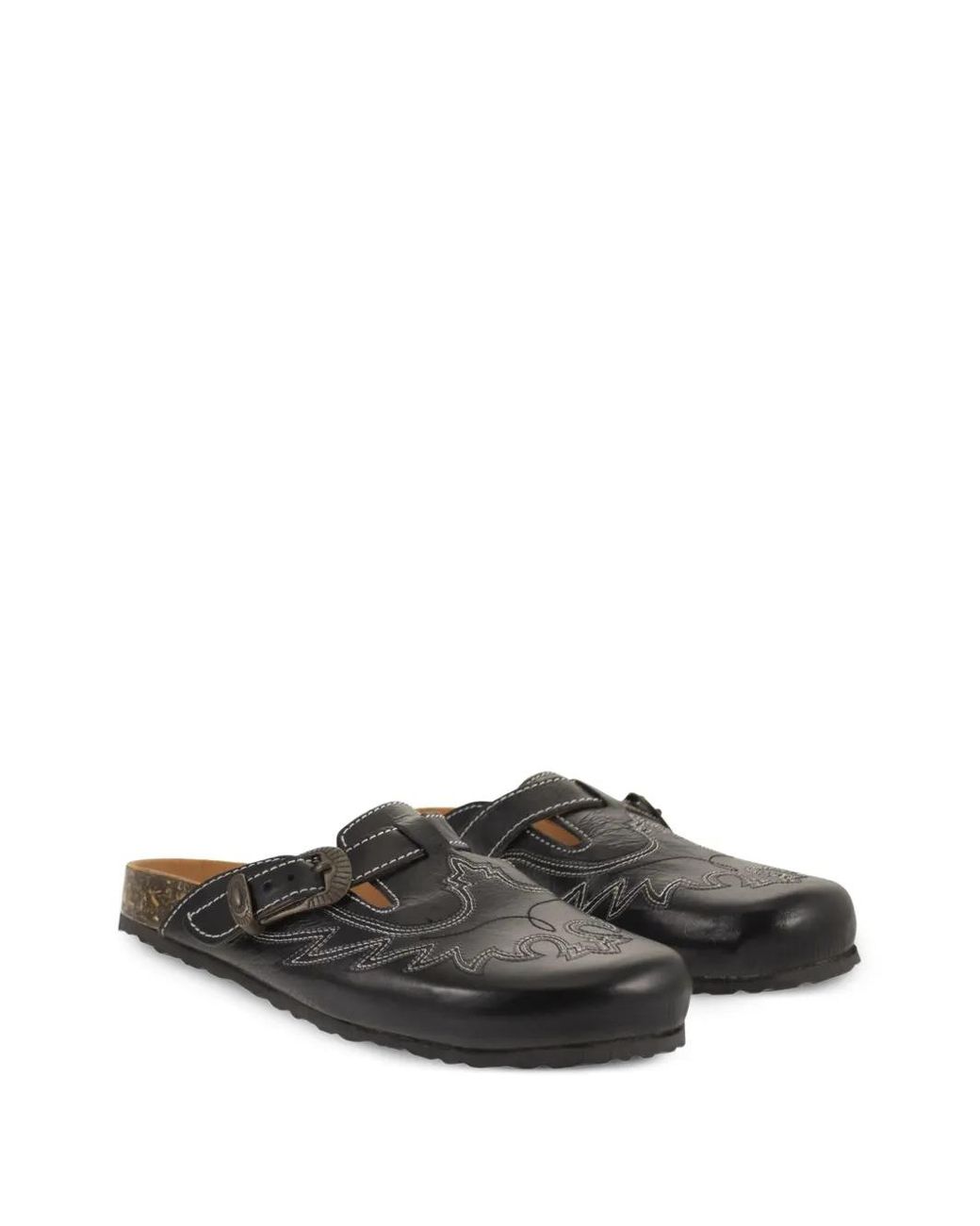 Mexicana Black Mules Bahia Rust Brodées