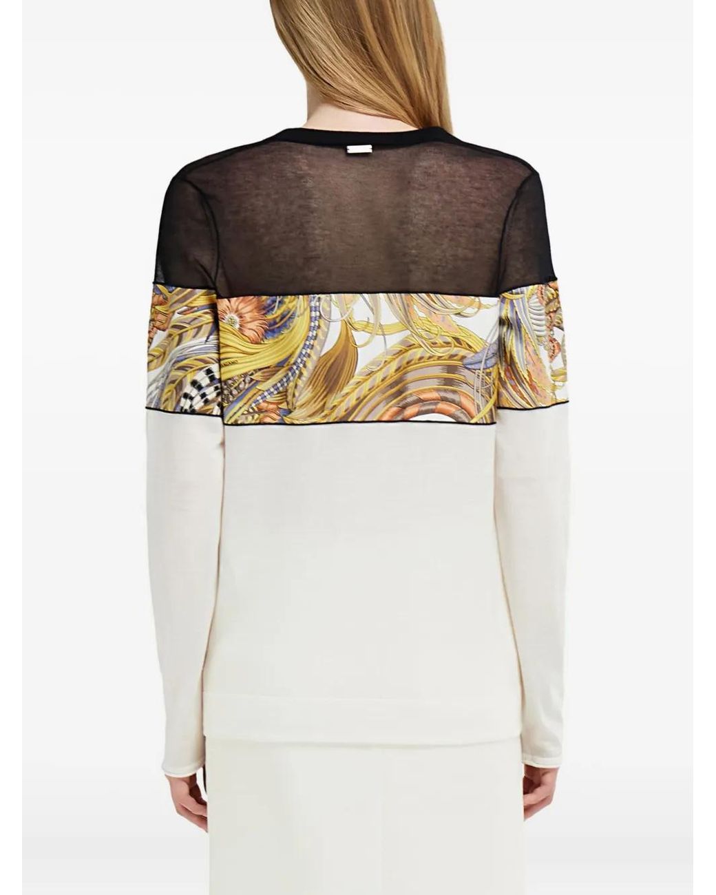 Ferragamo Black V-Neck Cardigan With Silk Inserts