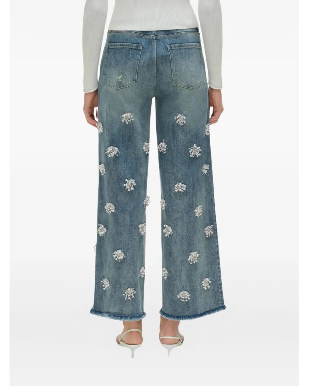 Jonathan Simkhai Blue Jude Embellished Frayed Jeans